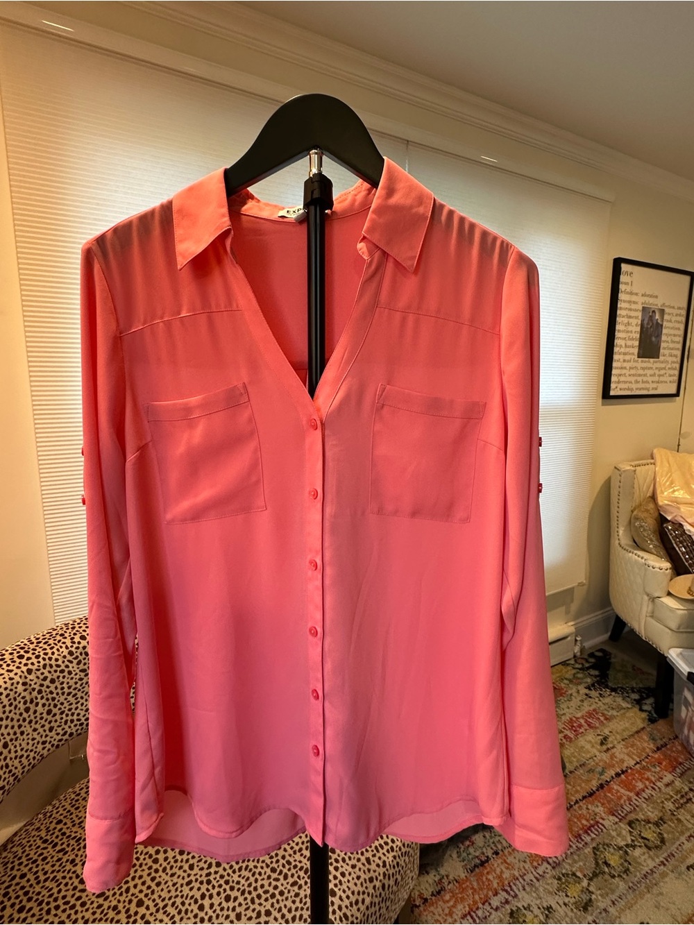 Express Portofino Coral Button-Down Shirt Size 
Medium Excellent shape